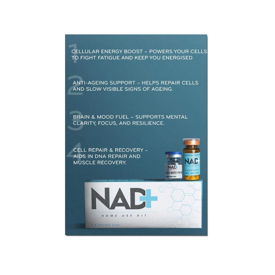 NAD+ home use kit packaging with text on a white background